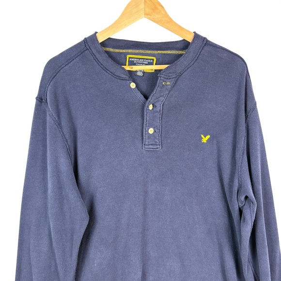 VTG American Eagle Outfitters Mens Long Sleeve Henley Shirt XXL Comfort Lounge - Picture 2 of 9